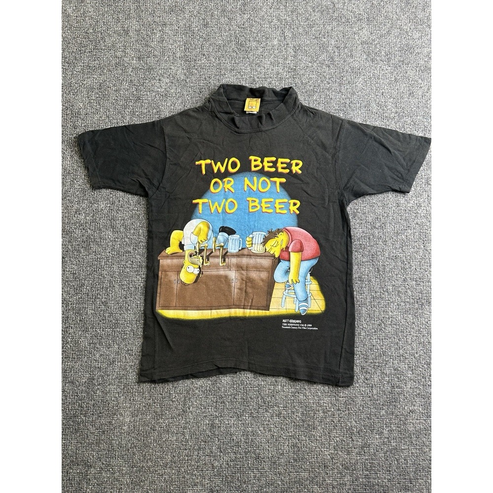 Womens 1999 The Simpsons Two Beer Graphic T-Shirt Made in Spain, Size S